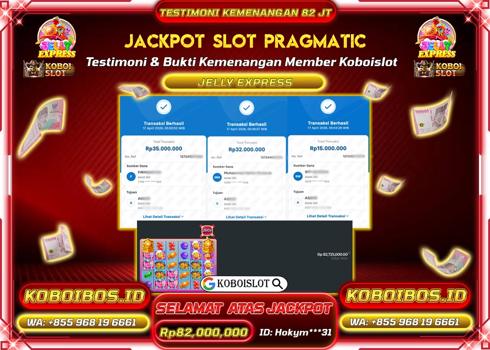 BUKTI KEMENANGAN SLOT GACOR JELLY EXPRESS Rp82.000.000,- LUNAS